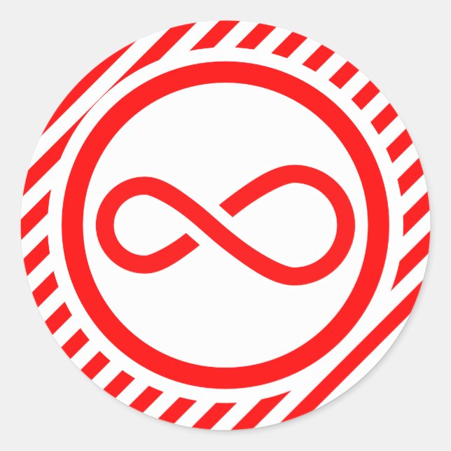 Red White Infinity Knot Autism Warning Classic Round Sticker (Front)