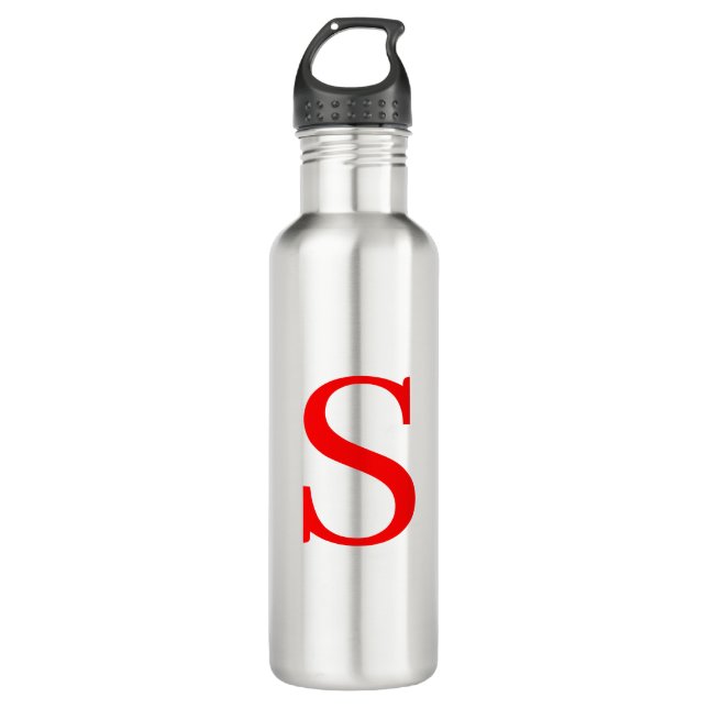 Red & White Initial Letter Monogrammed Plain 710 Ml Water Bottle (Front)