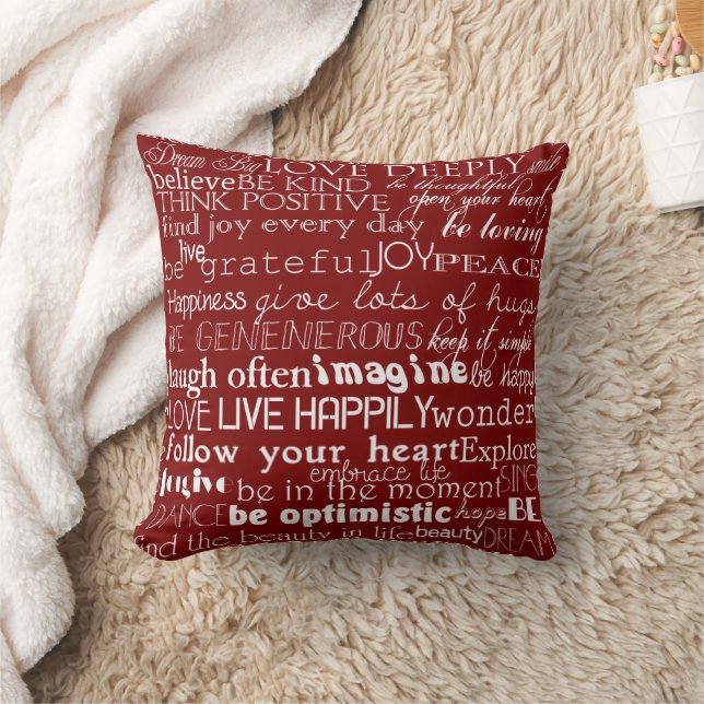 Red White Inspirational Words Christmas Cushion (Blanket)