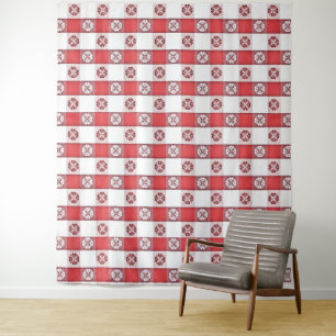 Red White Italian Tablecloth Print Tapestry