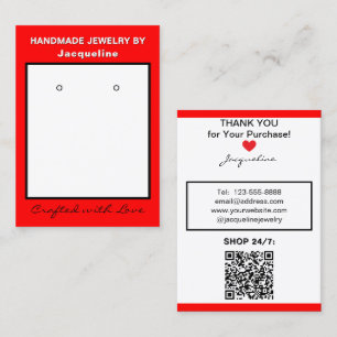 Red White Jewellery Earrings Website QR Code Business Card