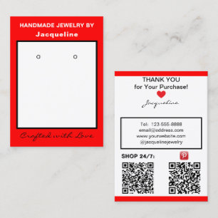 Red White Jewelry Earrings Display QR Codes Business Card