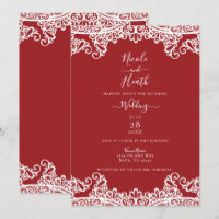 Red & White Lace Masquerade Elegant Wedding