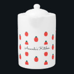 Red White Ladybug Nature Pattern Elegant<br><div class="desc">Red White Elegant Ladybug Nature pattern teapot. Use personalise this template option to change text. Use Edit tool to change text colour.</div>