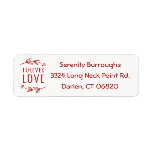 Red & White Laurel Leaf Love Wedding Party Label