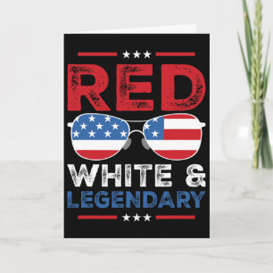Red White Legendary Papa Father Son Matching 4th O Card