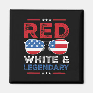 Red White Legendary Papa Father Son Matching 4th O Magnet