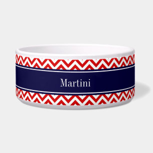 Red White LG Chevron Navy Blue Name Monogram