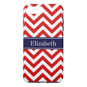 Red White LG Chevron Navy Blue Name Monogram Case-Mate iPhone Case