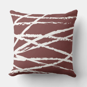 RED & WHITE LINES DESIGN Retro Throw Pillow