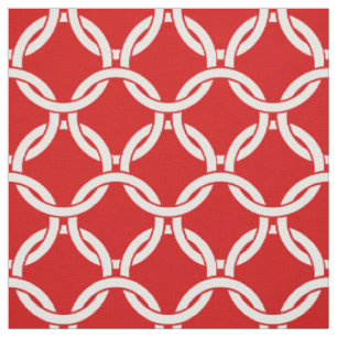 Red, White Linked Circles Pattern #1 Fabric