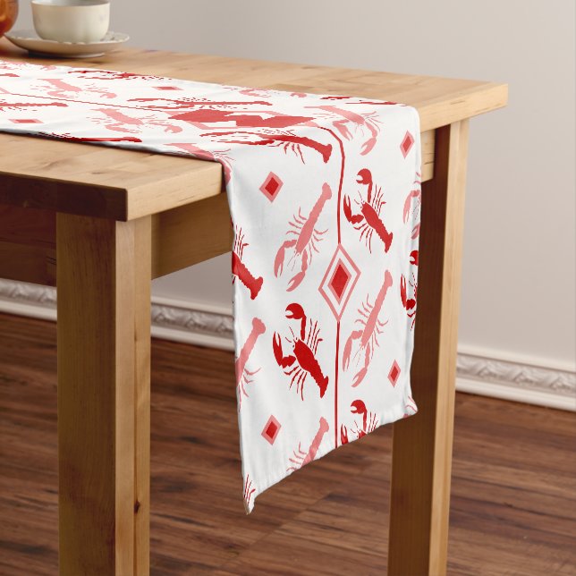 Red & White Lobster 🦞 Monogram  Short Table Runner (In Situ)