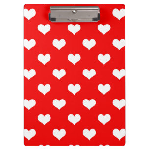 Red White Love Heart Pattern Design Clipboard