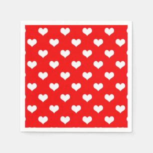 Red White Love Heart Pattern Design Napkin