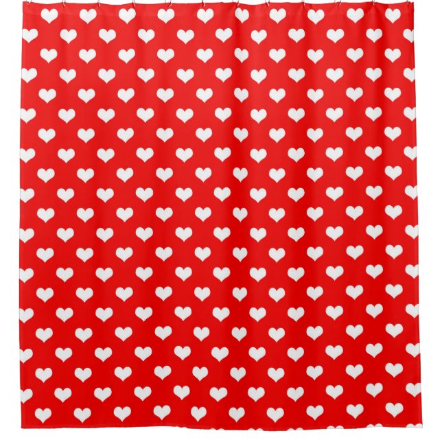 Red White Love Heart Pattern Design  Shower Curtain (Front)
