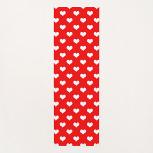 Red White Love Heart Pattern Design Yoga Mat