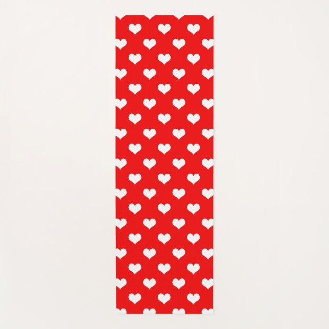 Red White Love Heart Pattern Design  Yoga Mat (Front)
