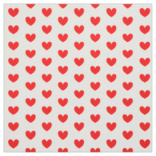 Red White Love Hearts Patterned Fabric