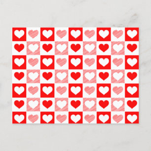 Red White Love hearts Valentine's Day  Postcard