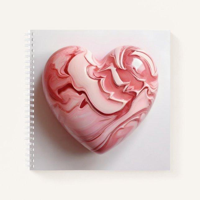Red white marble heart notebook (Front)
