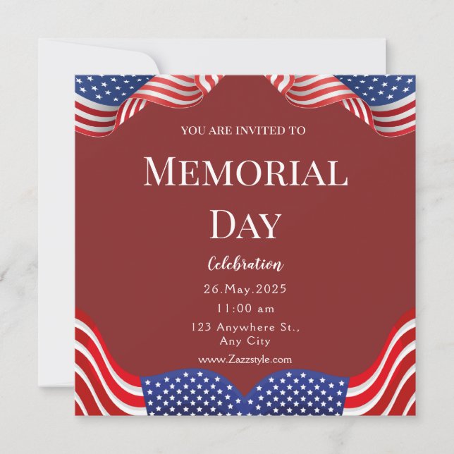Red White Memorial Day Celebration Card (Front)