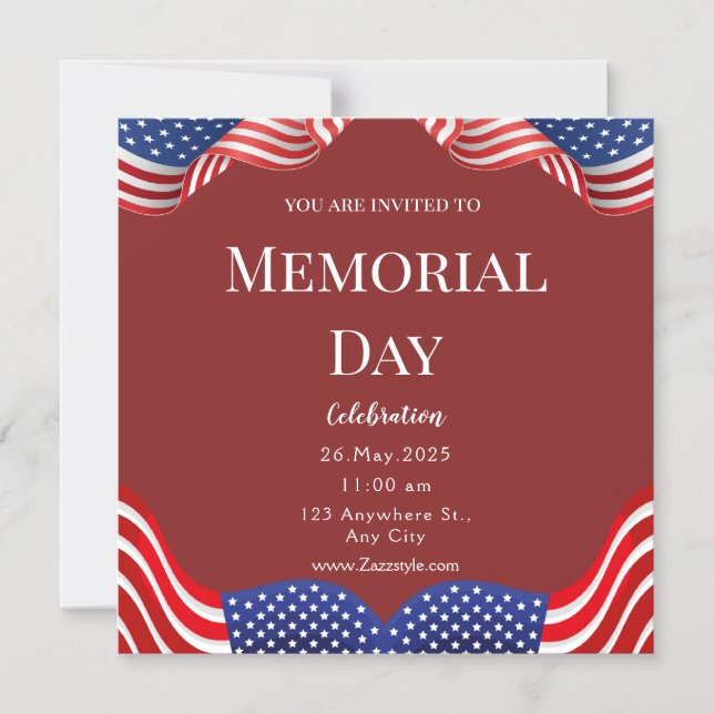 Red White Memorial Day Magnetic Card (Front)