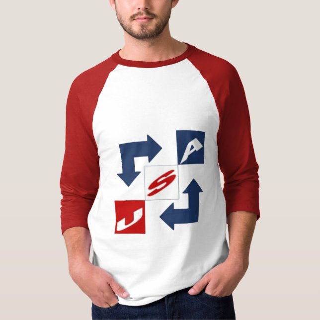 Red white men's raglan t-shirt DESIGN USA (Front)