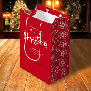 Red White Merry Christmas Cust Custom Medium Gift Bag