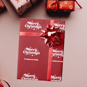 Red white Merry Christmas favor Wrapping Paper