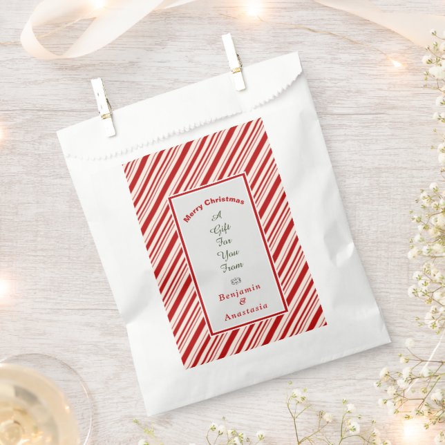 Red White Merry Christmas Favours Personalise Favour Bags (Clipped)