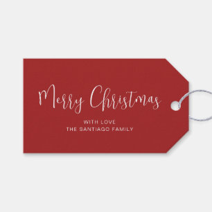 Red White Merry Christmas Holiday Gift Tags