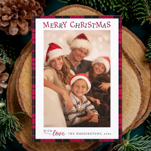 Red & White Merry Christmas Photo Holiday Card
