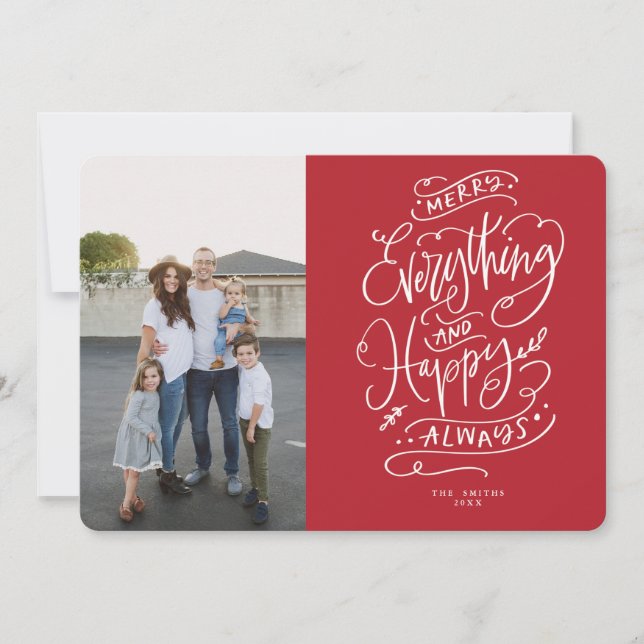 Red White Merry Everything Happy Always Holiday Invitation (Front)