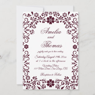 Red White Mexican Talavera Floral Wedding Invitation
