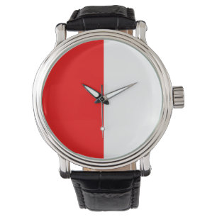 Red & White Minimalist Half-and-Half Watch