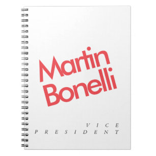 Red White Minimalist Professional Own Name Notebook
