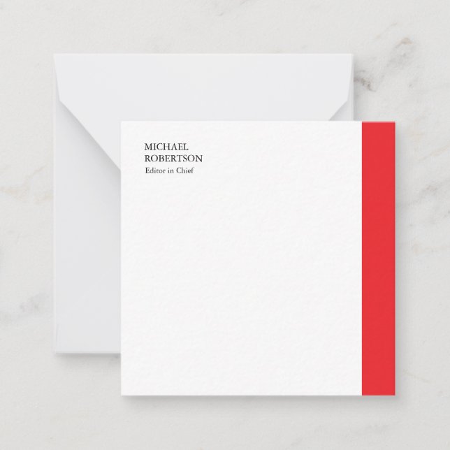 Red White Minimalist Professional Plain Card (Front)