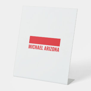 Red & White Minimalist Simple Plain Name Pedestal Sign