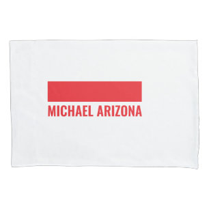 Red & White Minimalist Simple Plain Name Pillowcase