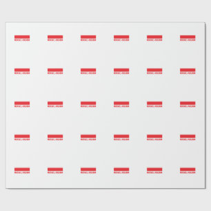 Red & White Minimalist Simple Plain Name Wrapping Paper