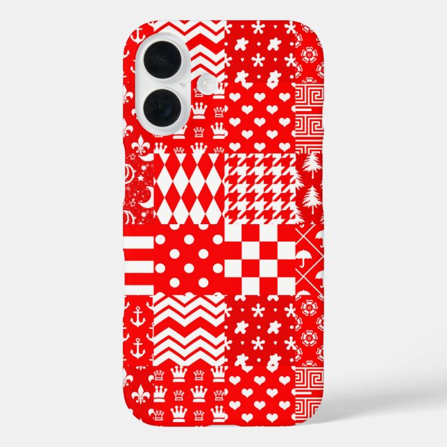 Red White Mixed Patterns Patchwork Design  Case-Mate iPhone Case (Back)