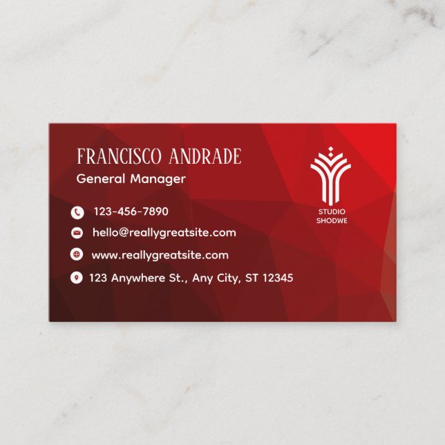 Red White Modern  Business Card (Front)