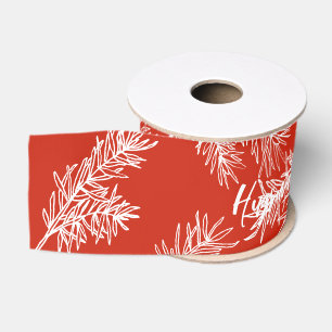 Red White Modern Elegant Botanical Christmas Grosgrain Ribbon