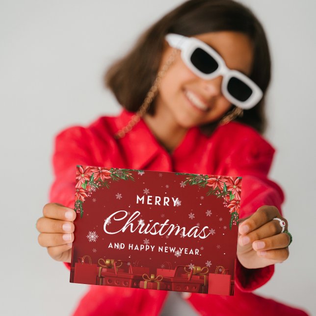 Red White Modern Merry Christmas Greeting Card (Creator Uploaded)