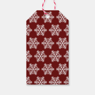 Red White Modern Snowflake Christmas Pattern Gift Tags