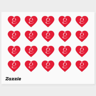 Red & White Monogram Initial E Heart Sticker