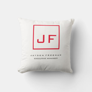 Red White Monogram Modern Minimalist Cushion