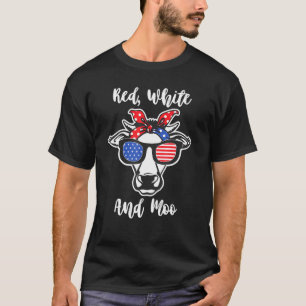 RED WHITE MOO Cow Bandanna American Flag Sunglasse T-Shirt