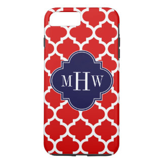 Red, White Moroccan #5 Navy 3 Initial Monogram Case-Mate iPhone Case