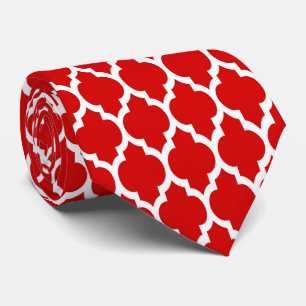 Red White Moroccan Quatrefoil Pattern #4 Tie